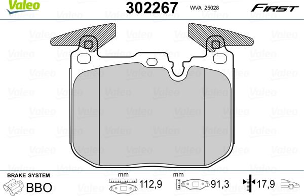 Valeo 302267 - Kit pastiglie freno, Freno a disco autozon.pro