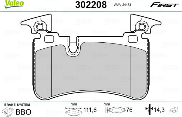 Valeo 302208 - Kit pastiglie freno, Freno a disco autozon.pro