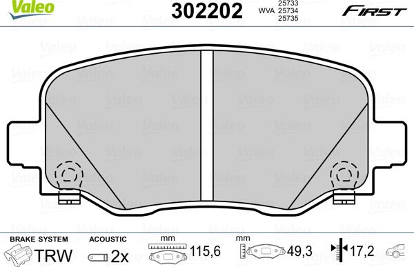 Valeo 302202 - Kit pastiglie freno, Freno a disco autozon.pro