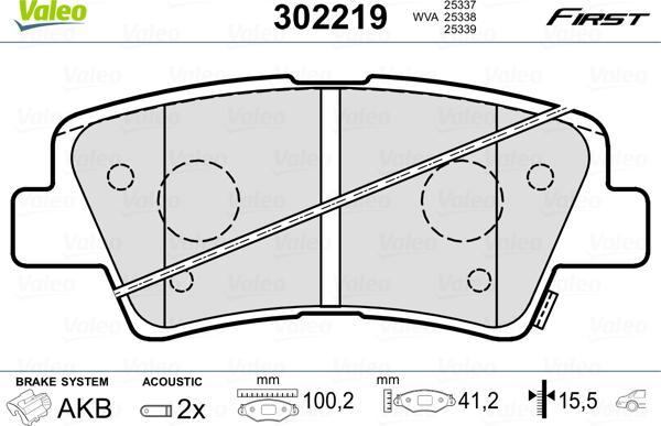 Valeo 302219 - Kit pastiglie freno, Freno a disco autozon.pro