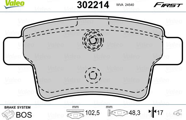 Valeo 302214 - Kit pastiglie freno, Freno a disco autozon.pro