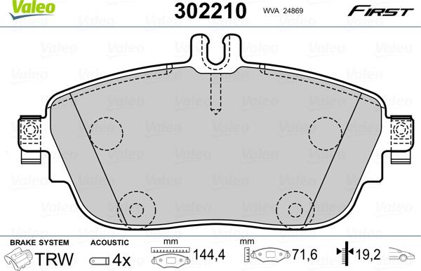 Valeo 302210 - Kit pastiglie freno, Freno a disco autozon.pro