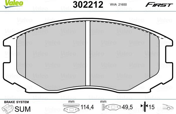 Valeo 302212 - Kit pastiglie freno, Freno a disco autozon.pro