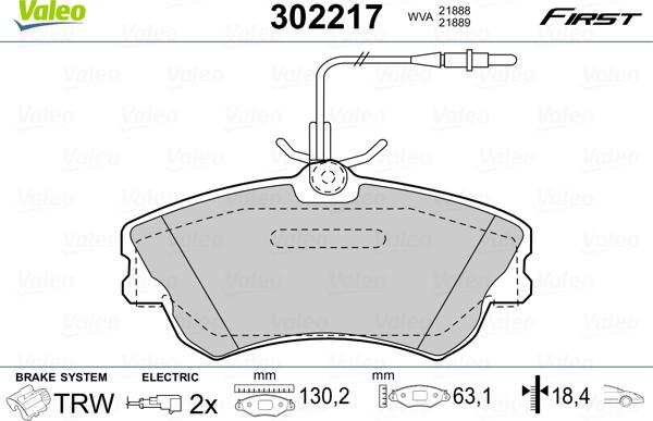 Valeo 302217 - Kit pastiglie freno, Freno a disco autozon.pro