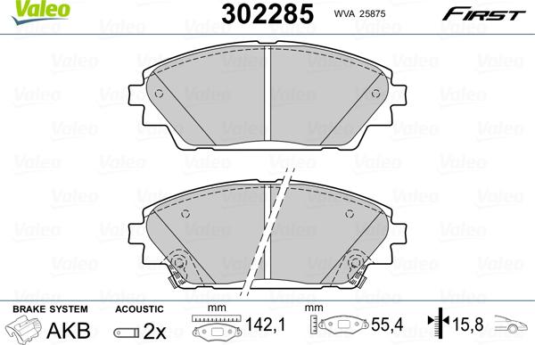 Valeo 302285 - Kit pastiglie freno, Freno a disco autozon.pro