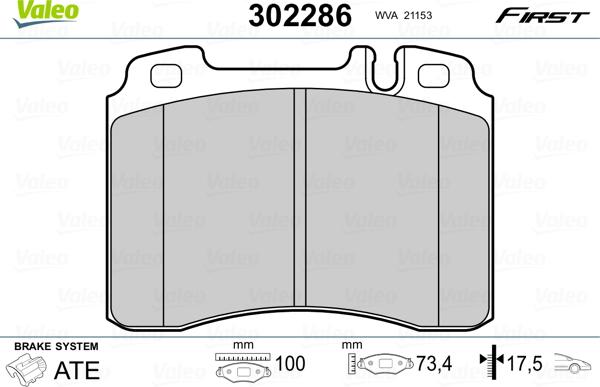 Valeo 302286 - Kit pastiglie freno, Freno a disco autozon.pro