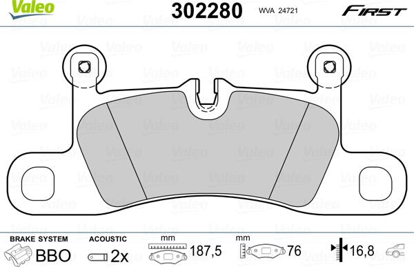 Valeo 302280 - Kit pastiglie freno, Freno a disco autozon.pro