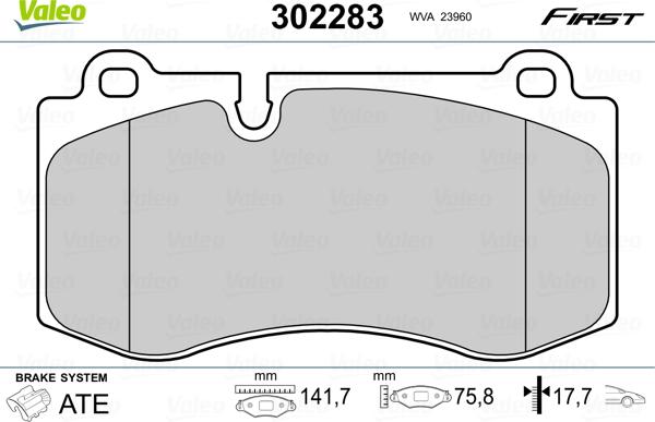 Valeo 302283 - Kit pastiglie freno, Freno a disco autozon.pro