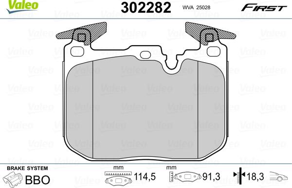 Valeo 302282 - Kit pastiglie freno, Freno a disco autozon.pro