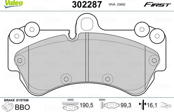 Valeo 302287 - Kit pastiglie freno, Freno a disco autozon.pro