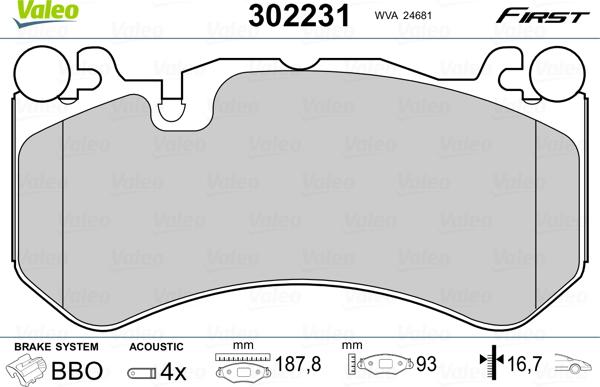 Valeo 302231 - Kit pastiglie freno, Freno a disco autozon.pro