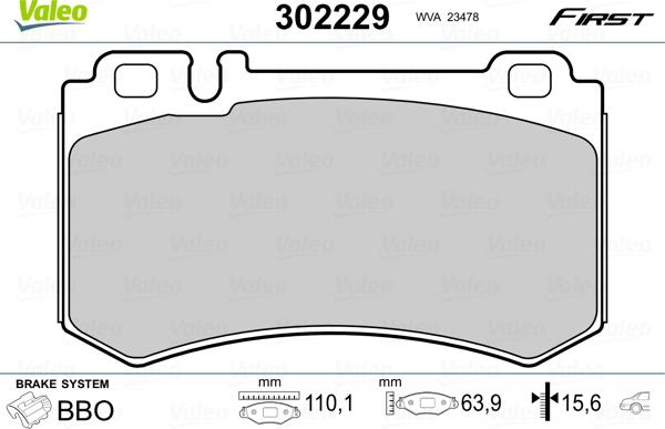 Valeo 302229 - Kit pastiglie freno, Freno a disco autozon.pro