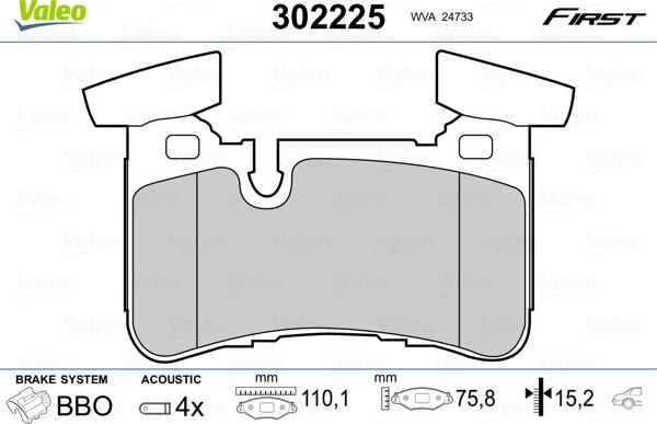 Valeo 302225 - Kit pastiglie freno, Freno a disco autozon.pro