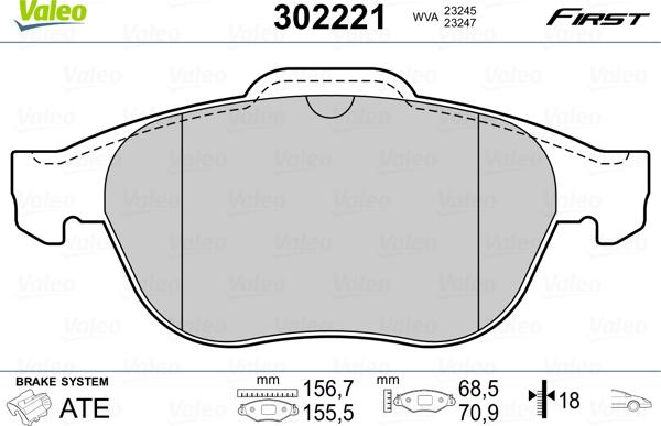 Valeo 302221 - Kit pastiglie freno, Freno a disco autozon.pro