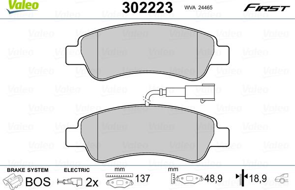 Valeo 302223 - Kit pastiglie freno, Freno a disco autozon.pro