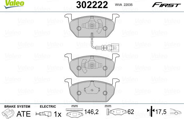 Valeo 302222 - Kit pastiglie freno, Freno a disco autozon.pro