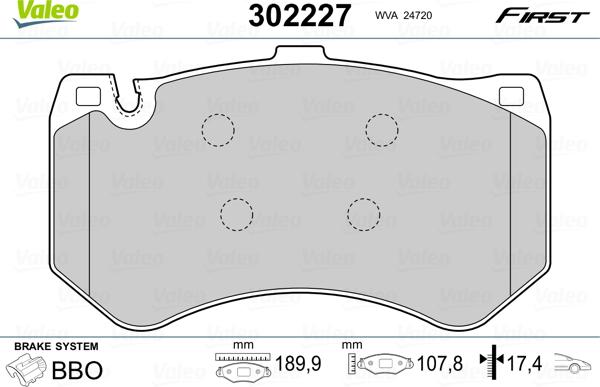 Valeo 302227 - Kit pastiglie freno, Freno a disco autozon.pro