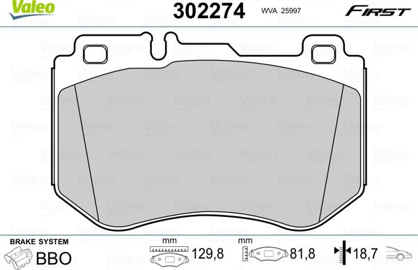 Valeo 302274 - Kit pastiglie freno, Freno a disco autozon.pro