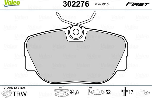 Valeo 302276 - Kit pastiglie freno, Freno a disco autozon.pro