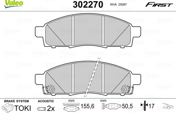 Valeo 302270 - Kit pastiglie freno, Freno a disco autozon.pro