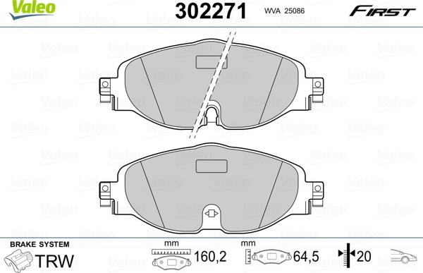 Valeo 302271 - Kit pastiglie freno, Freno a disco autozon.pro