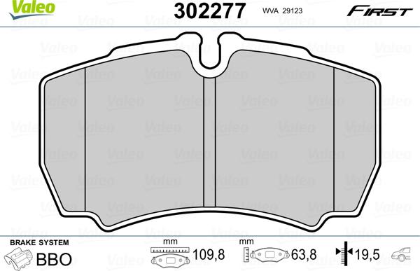 Valeo 302277 - Kit pastiglie freno, Freno a disco autozon.pro