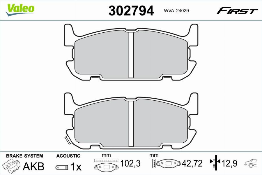 Valeo 302794 - Kit pastiglie freno, Freno a disco autozon.pro