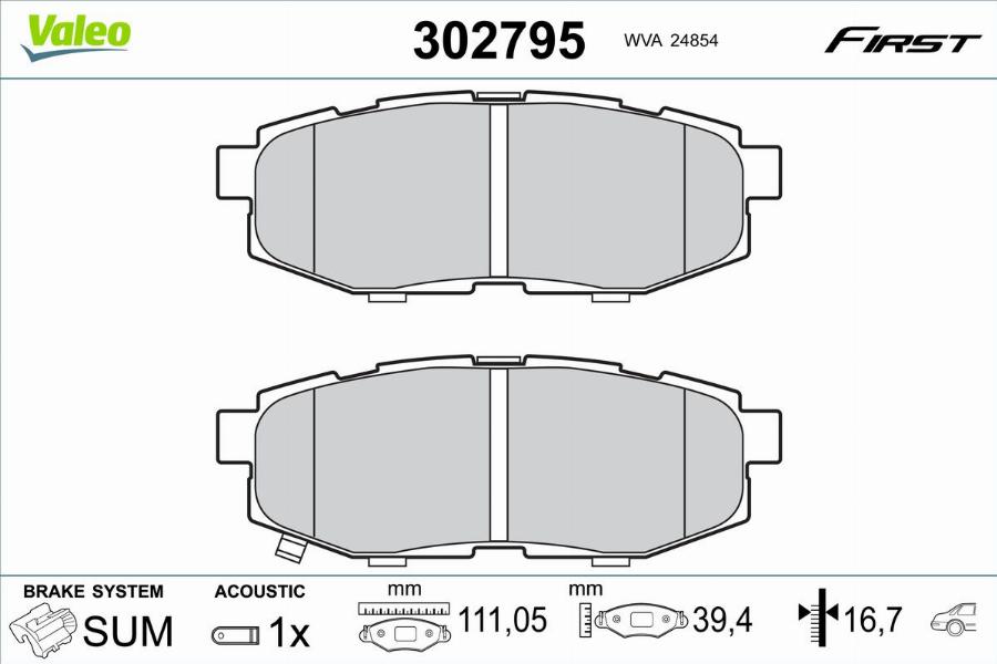 Valeo 302795 - Kit pastiglie freno, Freno a disco autozon.pro