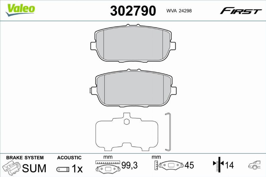 Valeo 302790 - Kit pastiglie freno, Freno a disco autozon.pro