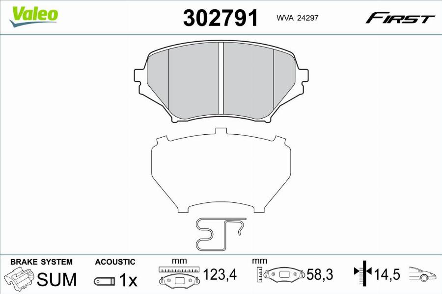 Valeo 302791 - Kit pastiglie freno, Freno a disco autozon.pro