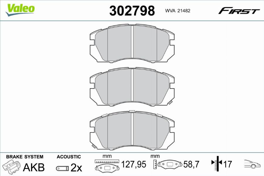 Valeo 302798 - Kit pastiglie freno, Freno a disco autozon.pro