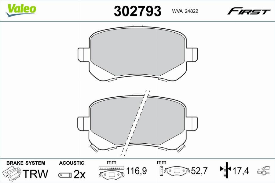 Valeo 302793 - Kit pastiglie freno, Freno a disco autozon.pro