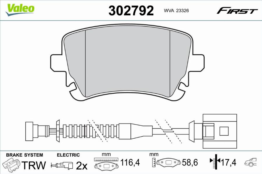 Valeo 302792 - Kit pastiglie freno, Freno a disco autozon.pro