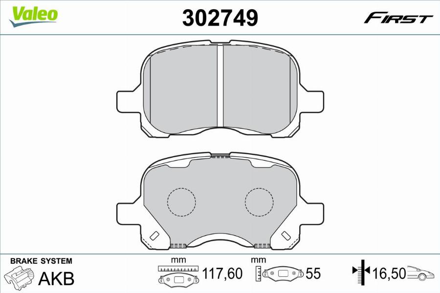 Valeo 302749 - Kit pastiglie freno, Freno a disco autozon.pro