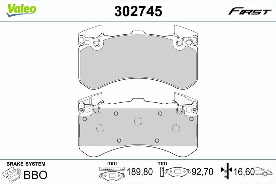 Valeo 302745 - Kit pastiglie freno, Freno a disco autozon.pro