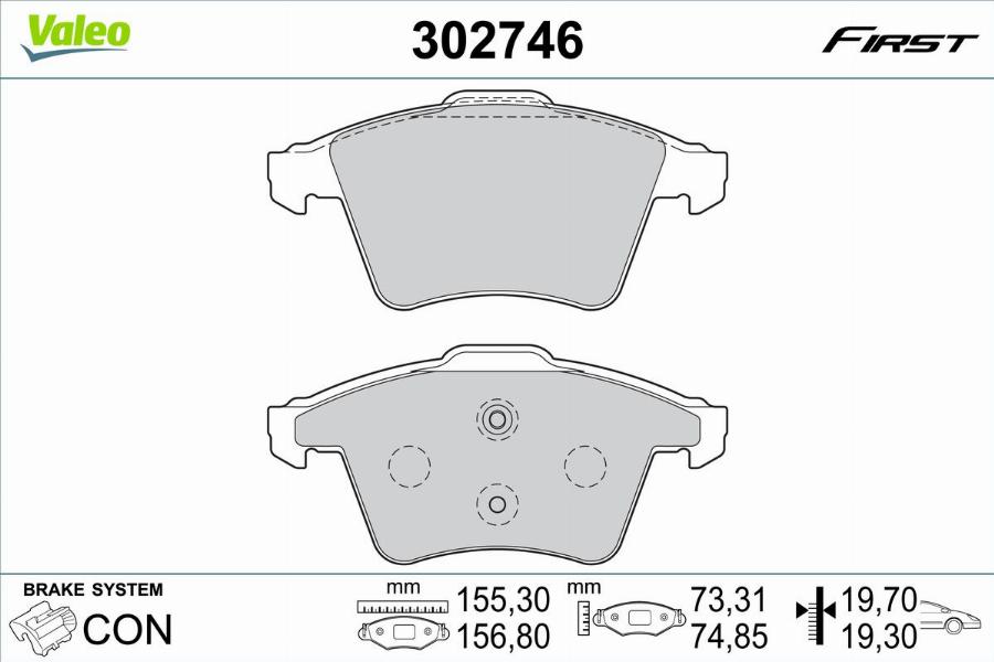 Valeo 302746 - Kit pastiglie freno, Freno a disco autozon.pro