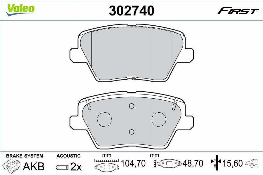 Valeo 302740 - Kit pastiglie freno, Freno a disco autozon.pro