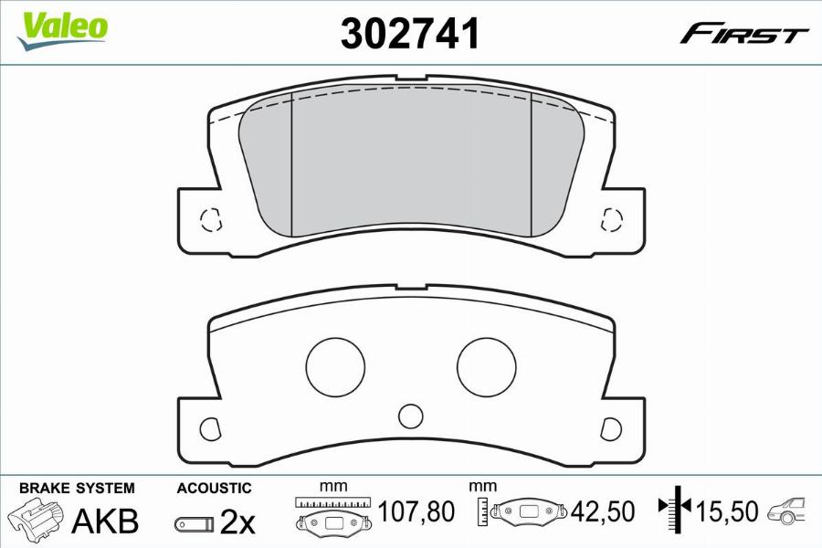 Valeo 302741 - Kit pastiglie freno, Freno a disco autozon.pro