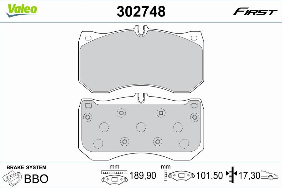 Valeo 302748 - Kit pastiglie freno, Freno a disco autozon.pro