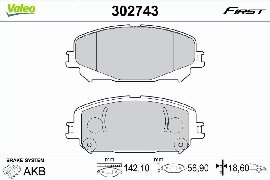 Valeo 302743 - Kit pastiglie freno, Freno a disco autozon.pro