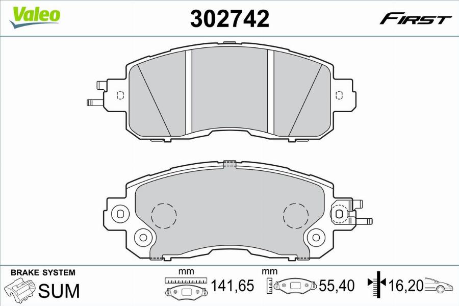 Valeo 302742 - Kit pastiglie freno, Freno a disco autozon.pro