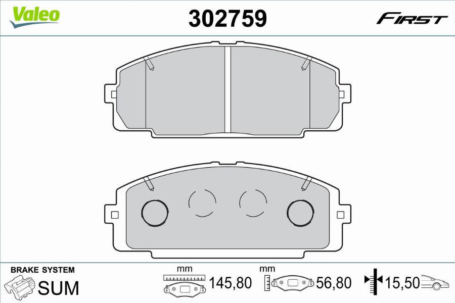 Valeo 302759 - Kit pastiglie freno, Freno a disco autozon.pro