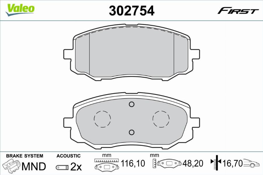 Valeo 302754 - Kit pastiglie freno, Freno a disco autozon.pro