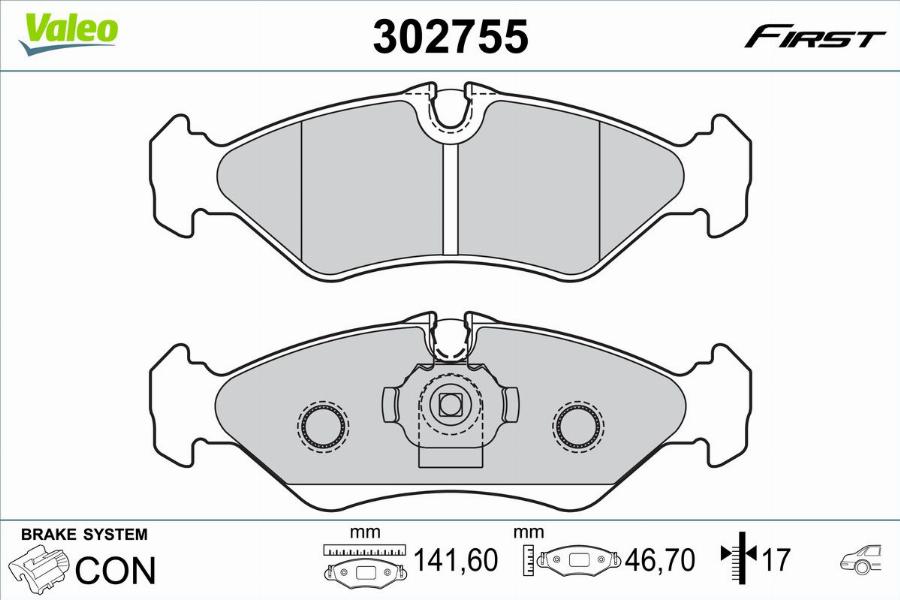 Valeo 302755 - Kit pastiglie freno, Freno a disco autozon.pro