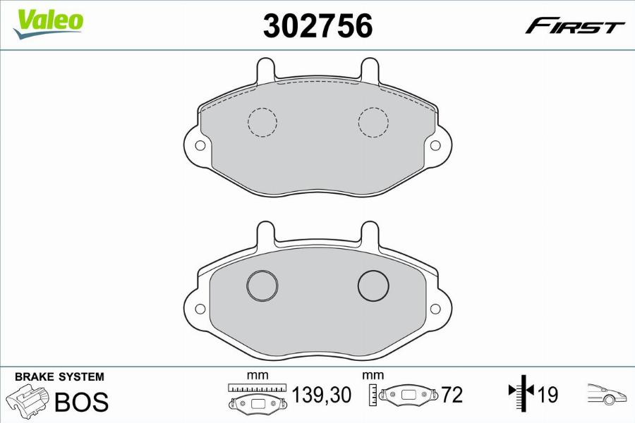 Valeo 302756 - Kit pastiglie freno, Freno a disco autozon.pro