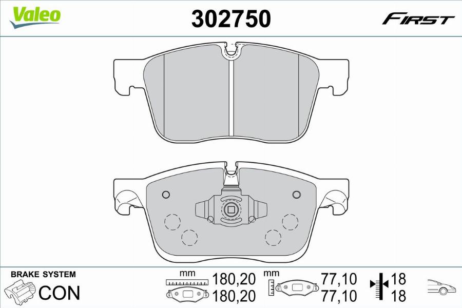 Valeo 302750 - Kit pastiglie freno, Freno a disco autozon.pro