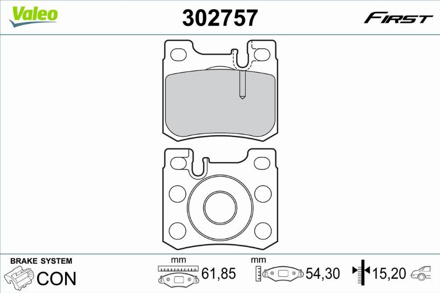 Valeo 302757 - Kit pastiglie freno, Freno a disco autozon.pro