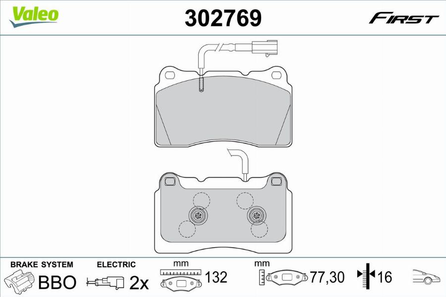 Valeo 302769 - Kit pastiglie freno, Freno a disco autozon.pro