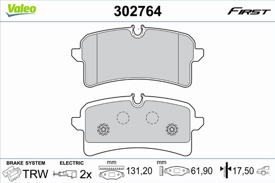 Valeo 302764 - Kit pastiglie freno, Freno a disco autozon.pro