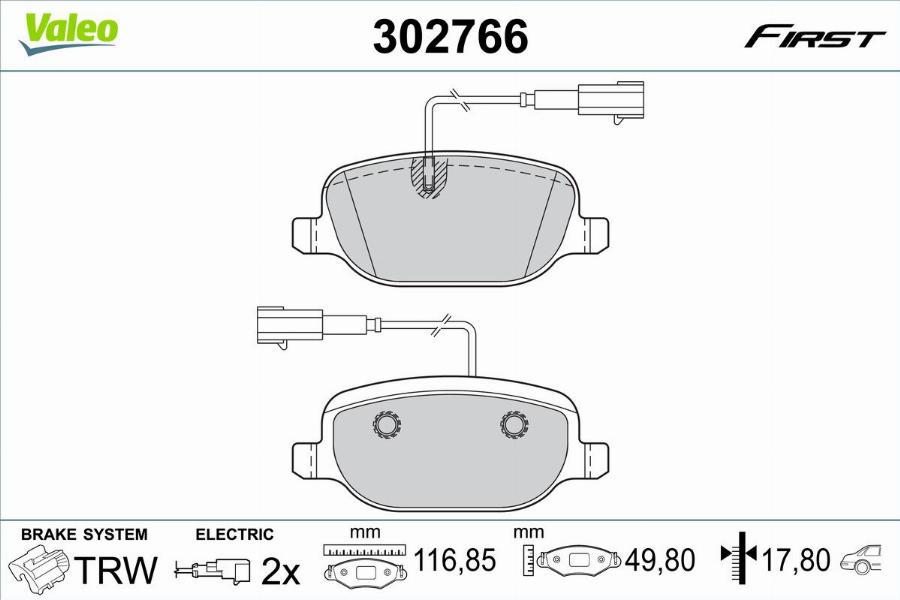 Valeo 302766 - Kit pastiglie freno, Freno a disco autozon.pro